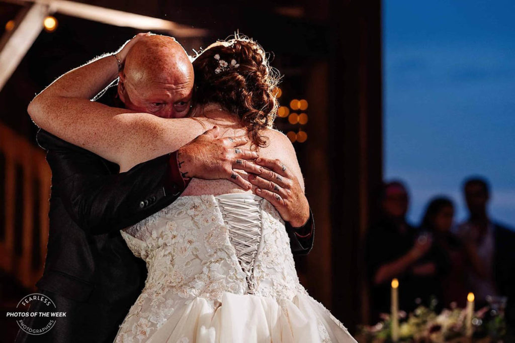 Daughter and father sharing in a first wedding dance at Allen Hill Farm in Brooklyn Connecticut by Ladman Studios