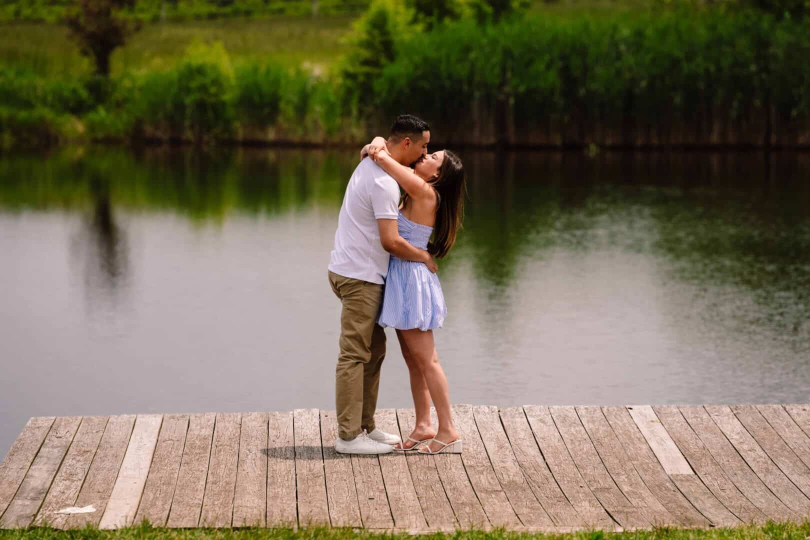 Engagement photos by the lake