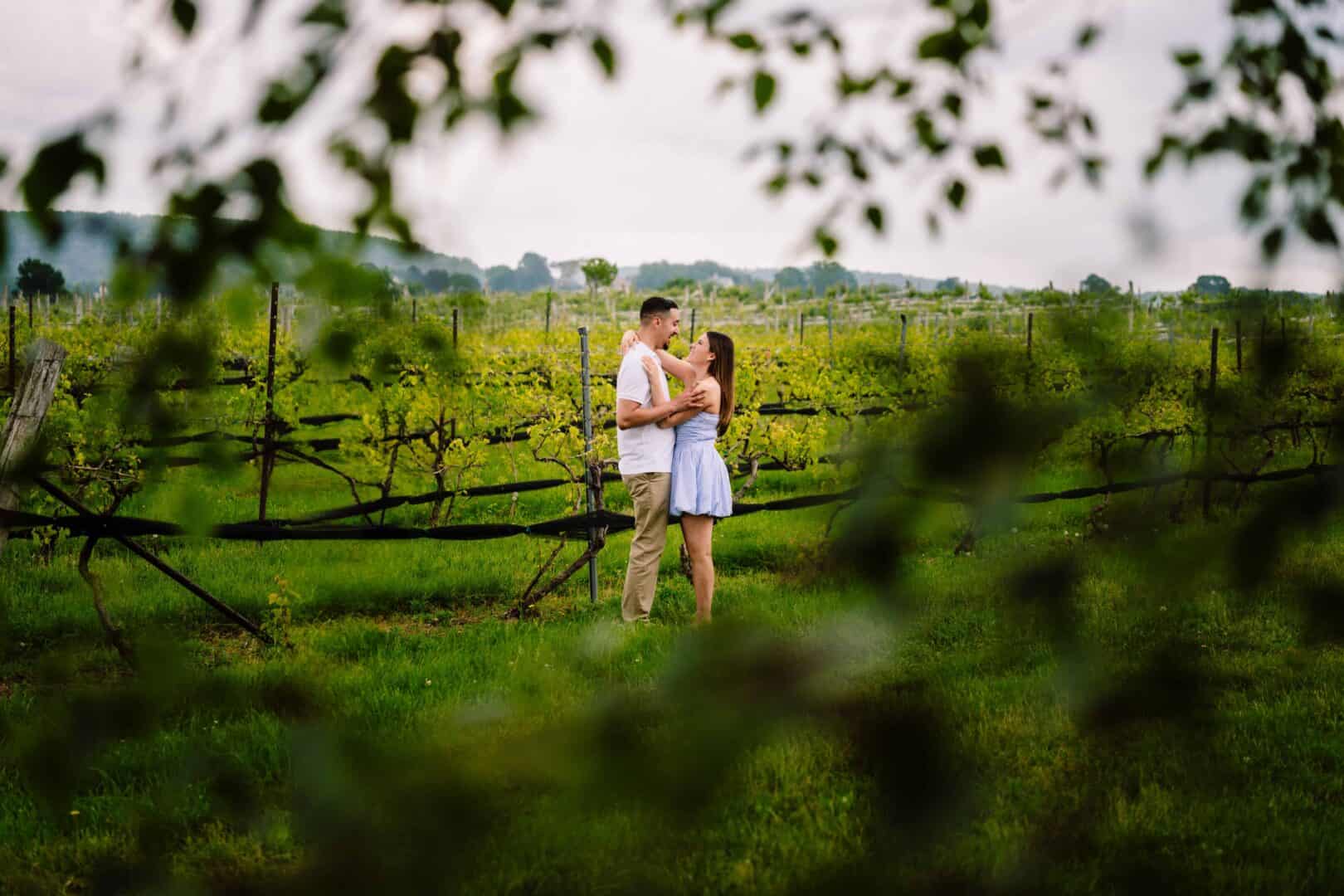 Engagement photos in the vineyard