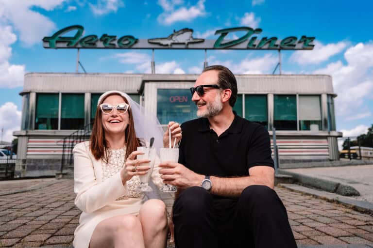 Marissa And Dave’s Elopement at the Aero Diner